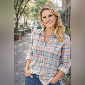 Soft Surroundings Multicolor Plaid Button-Down Shirt